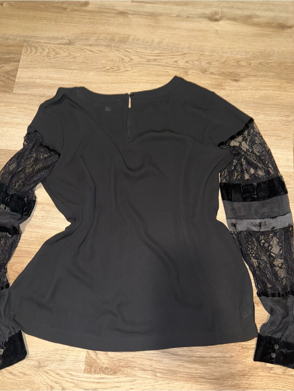 Black Lace-Sleeve Women’s Top - Picture 4 of 5
